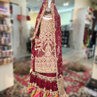 Deep Maroon Luxury Trail Bridal Gown