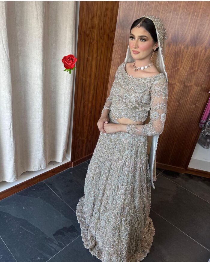 Ice Blue Net Bridal Gown - Image 2