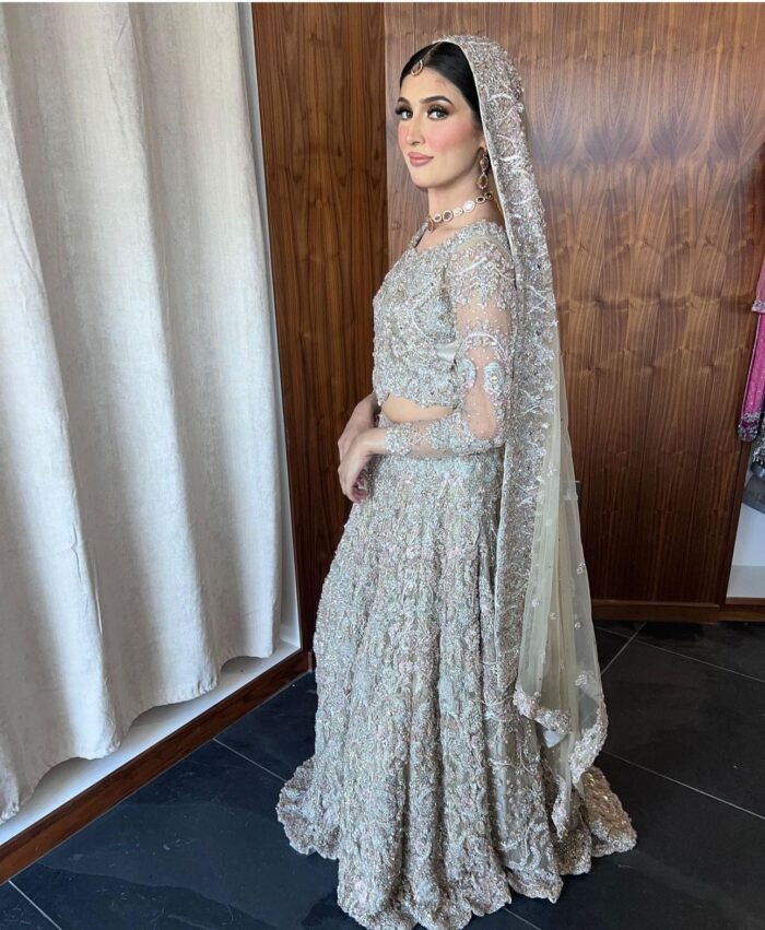 Ice Blue Net Bridal Gown