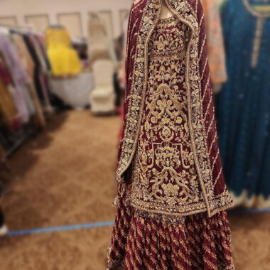 Deep Red Gharara with Heavy Golden Work