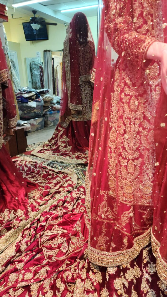 Red Bridal Lehenga with Heavy Dupatta - Image 2
