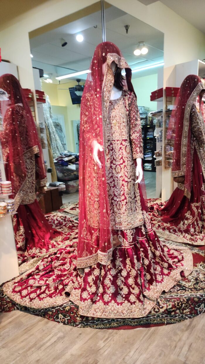 Red Bridal Lehenga with Heavy Dupatta - Image 3