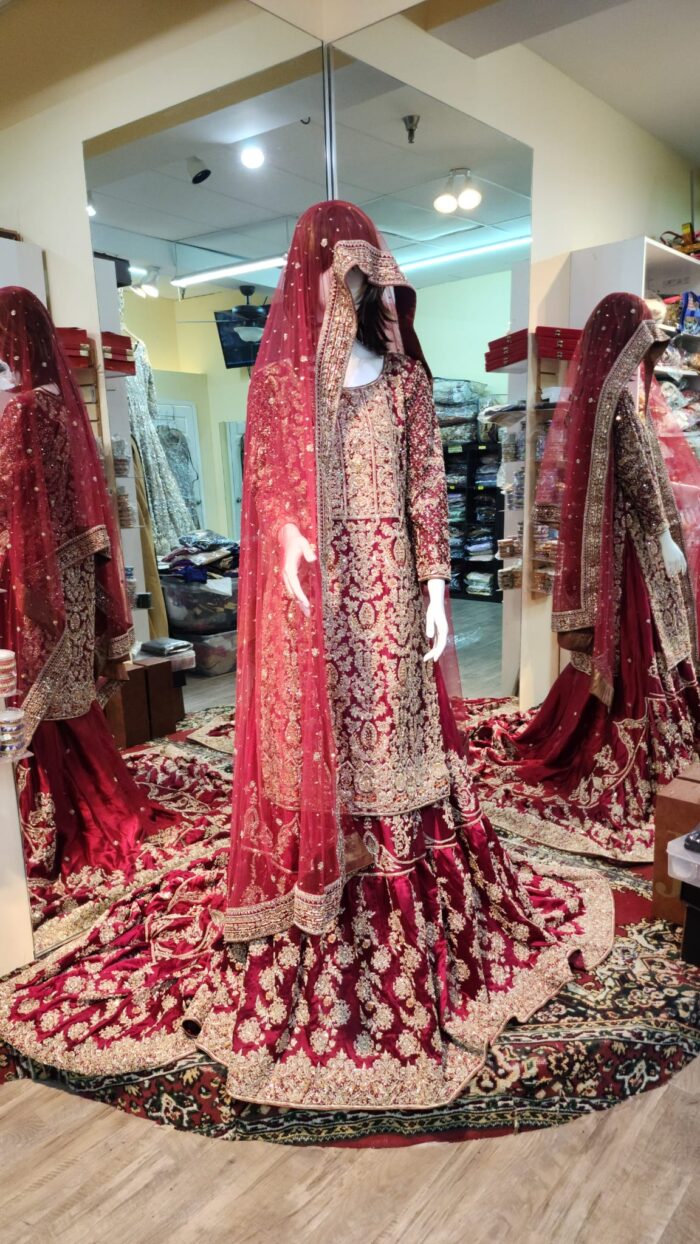 Red Bridal Lehenga with Heavy Dupatta - Image 5