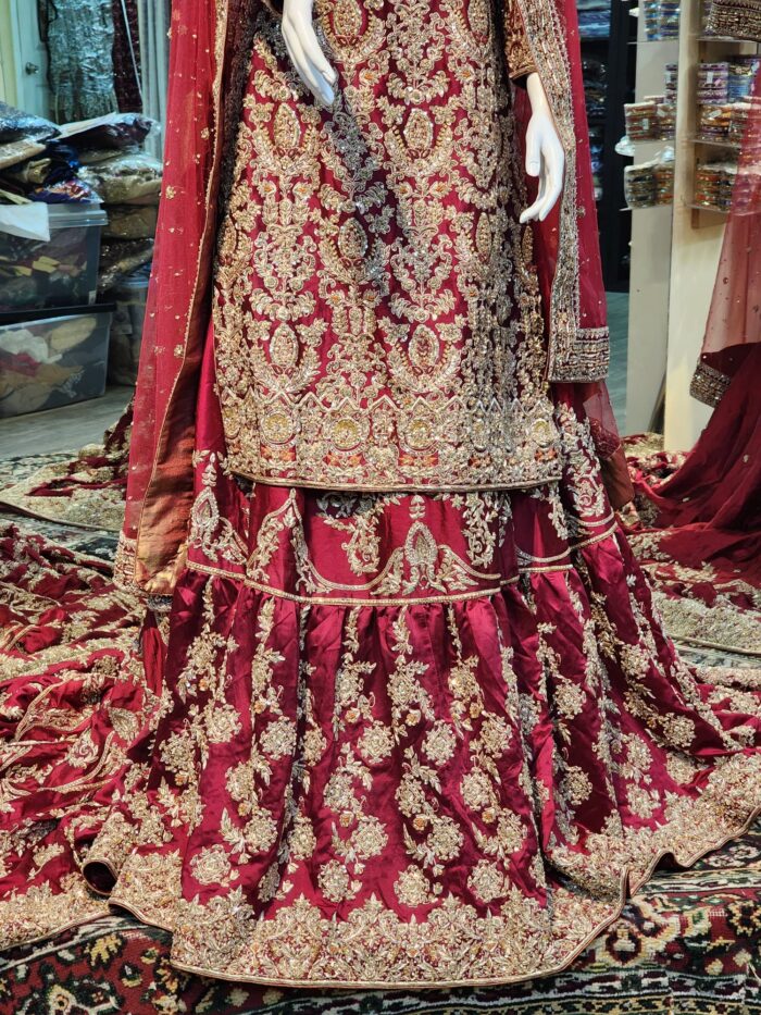 Red Bridal Lehenga with Heavy Dupatta - Image 7