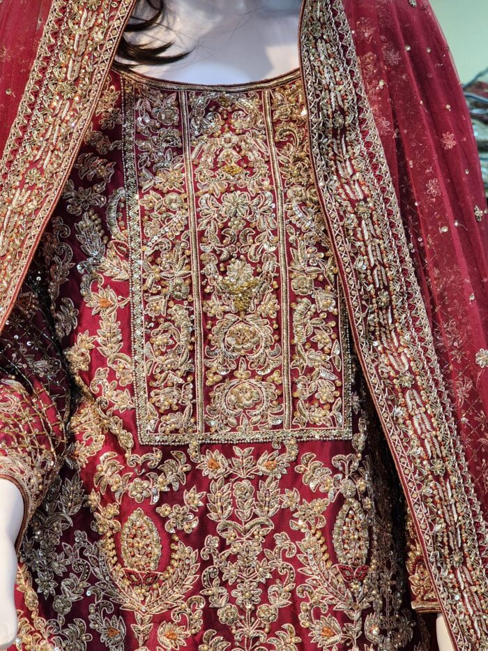Red Bridal Lehenga with Heavy Dupatta - Image 8