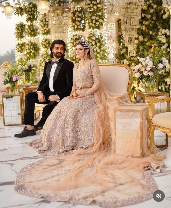 Silver Beige Embellished Bridal Gown - Image 4
