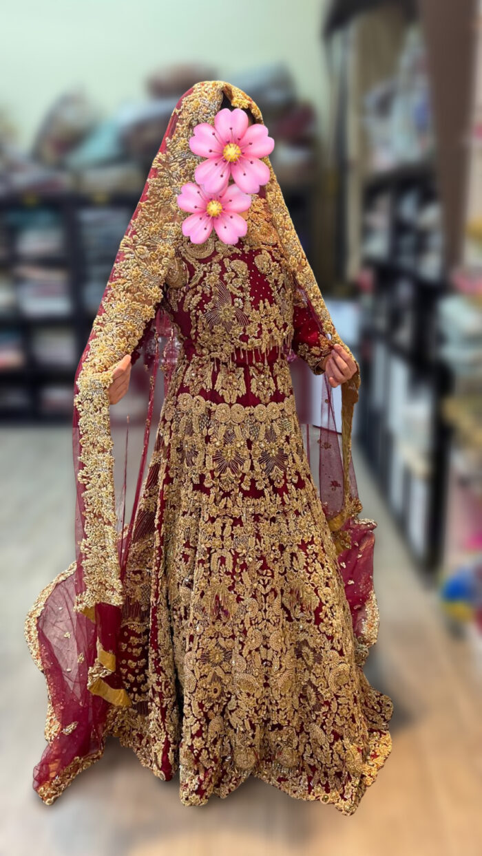 Red & Mustard Heavy Bridal Gharara - Image 2