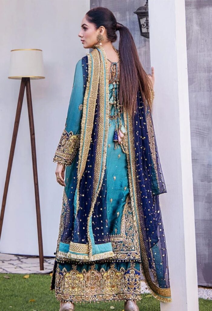 Sea Green Bridal Mehndi Dress - Image 3
