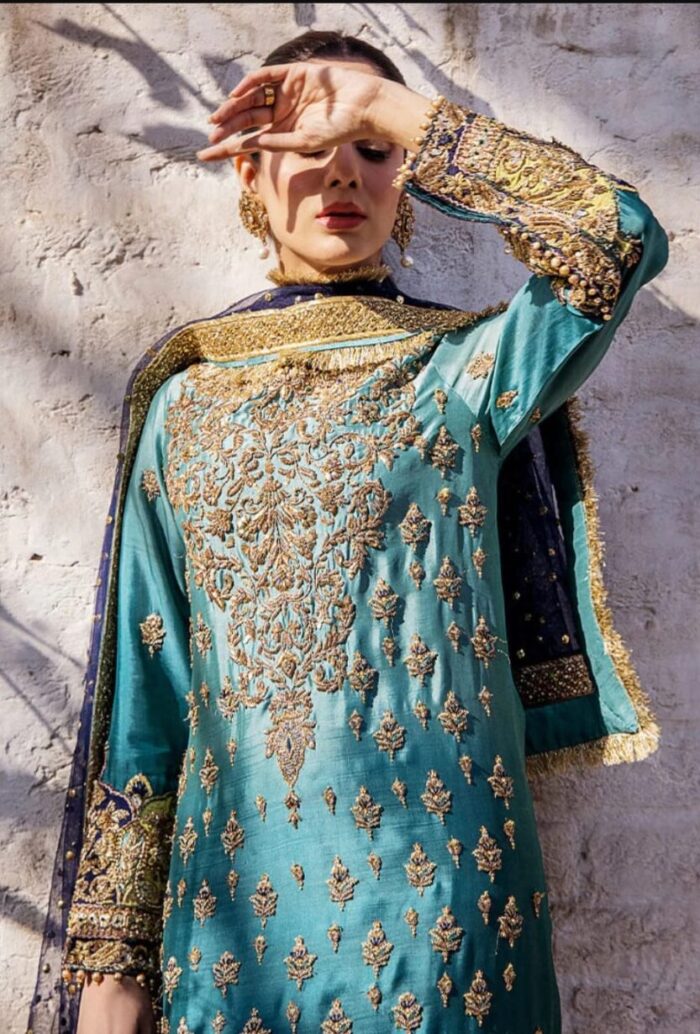 Sea Green Bridal Mehndi Dress