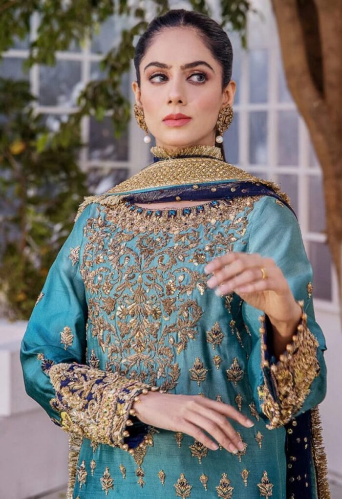 Sea Green Bridal Mehndi Dress - Image 5