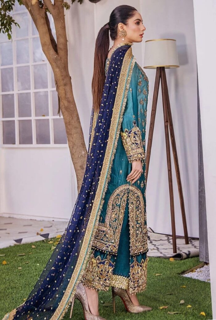 Sea Green Bridal Mehndi Dress - Image 4