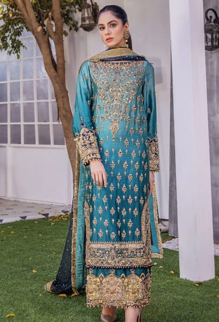 Sea Green Bridal Mehndi Dress - Image 2
