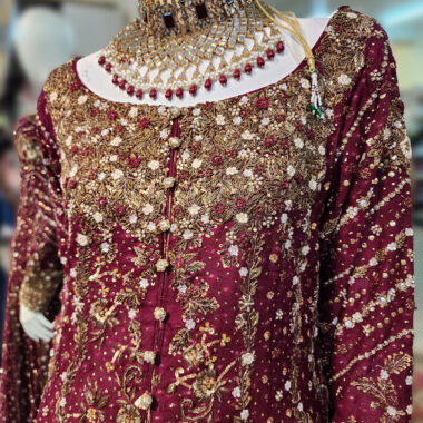 Red Bridal Maxi with Embroidered Borders