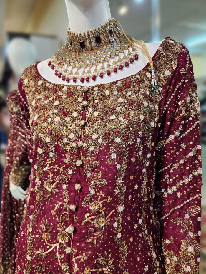 Red Bridal Maxi with Embroidered Borders