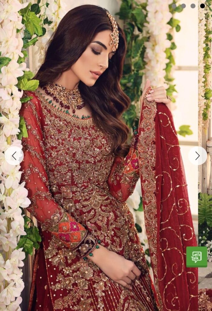 Maroon Golden Trail Bridal Maxi - Image 3