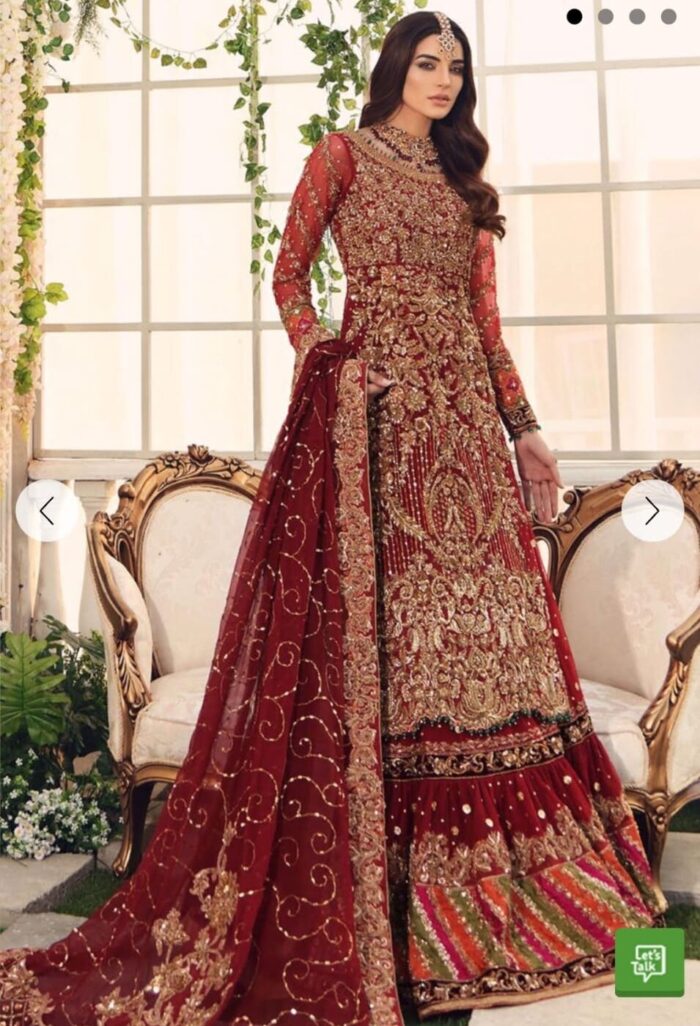 Maroon Golden Trail Bridal Maxi