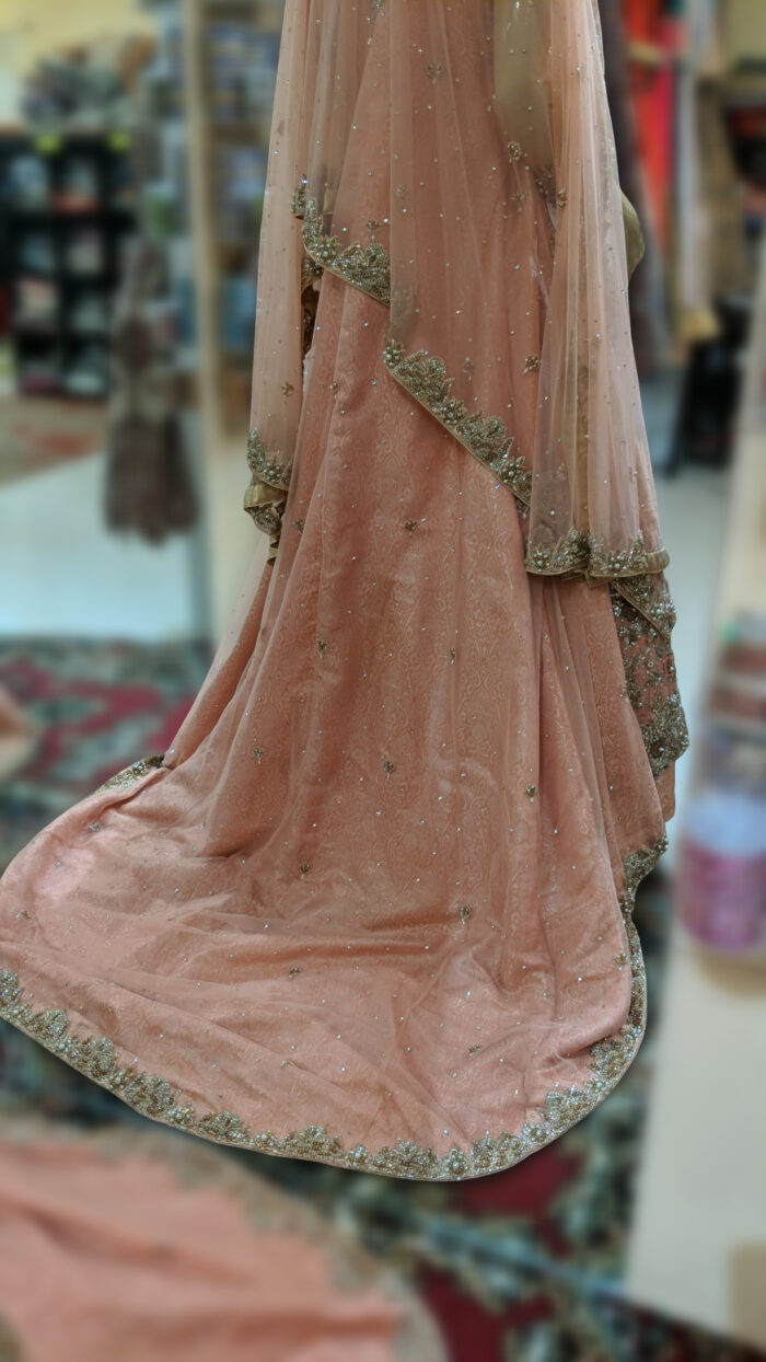 Peach Pink & Mint Green Bridal Dress - Image 2