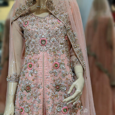 Peach Pink & Mint Green Bridal Dress