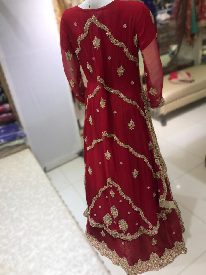 Maroon Gharara Bridal Outfit - Image 2