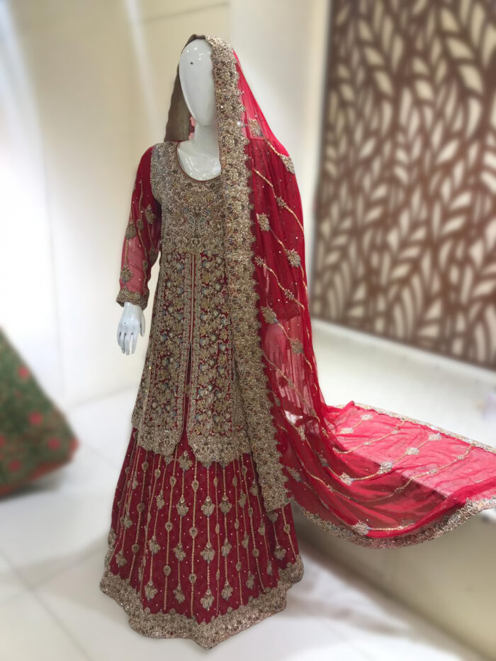 Maroon Gharara Bridal Outfit
