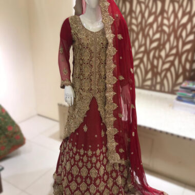 Maroon Peplum Bridal Dress