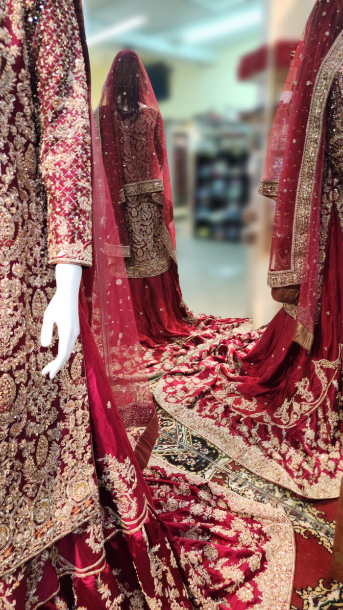 Classic Red Lehenga Bridal Dress - Image 2